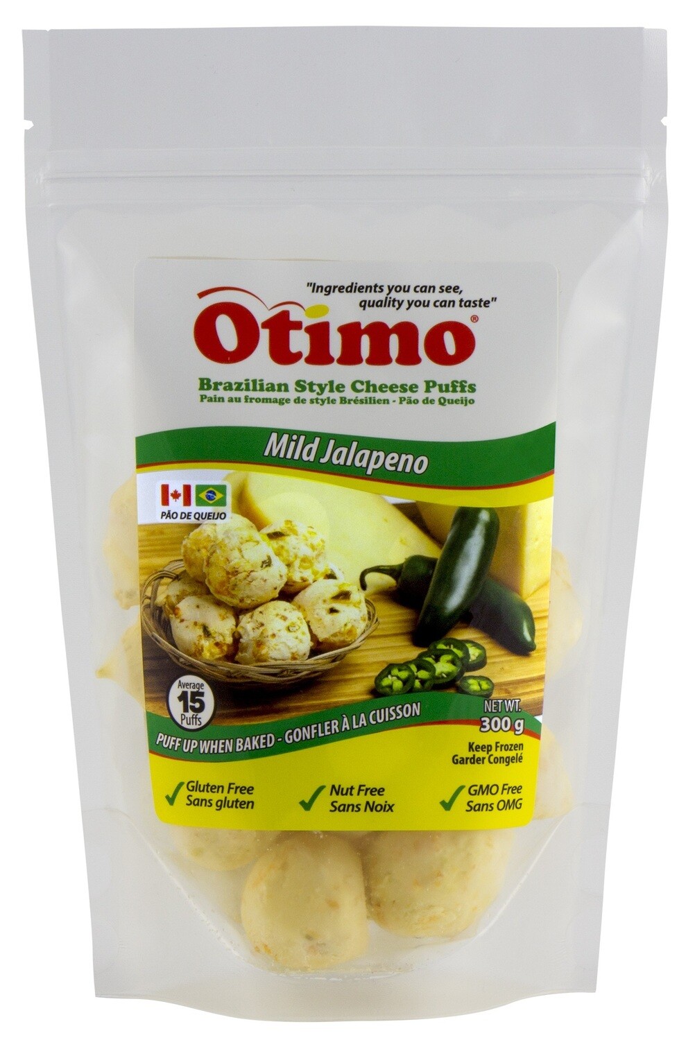 Otimo Mild Jalapeno Cheese Puff /Pao de Queijo Jalapeno 300 GR