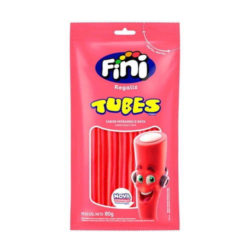 Fini Tubes Strawberry & Cream Gelatin/ Balas Morango e Nata 85 G