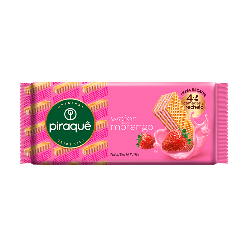 Piraque Strawberry Wafer/ Wafer Morango 100g