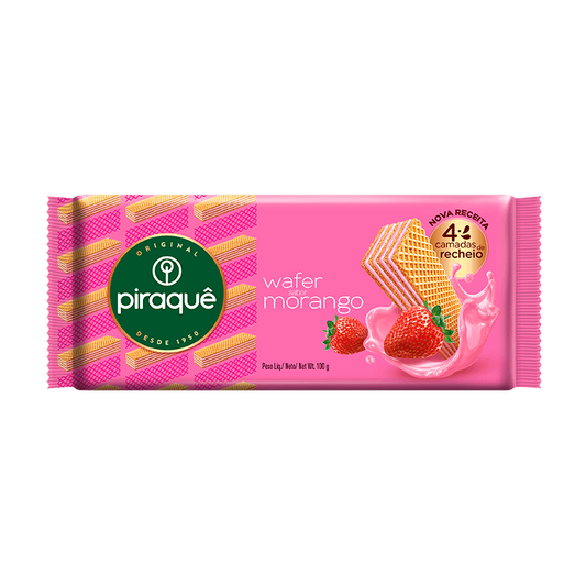 Piraque Strawberry Wafer/ Wafer Morango 100g