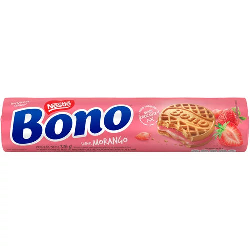 Nestle Bono Strawberry Filled Cookies/Biscoito Recheado Morango 90 Gr