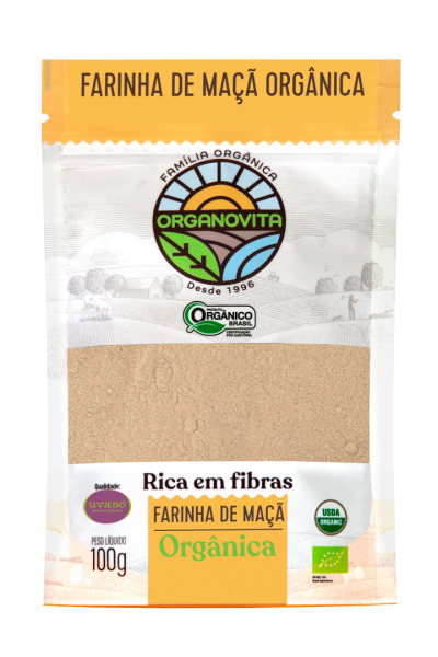 Organovita Organic Apple Flour/Farinha de Maca Organica em Polvo 100 Gr