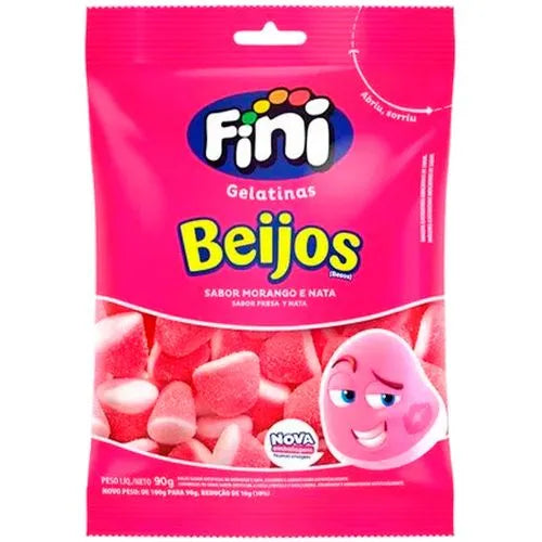 Fini Beijos Jelly Candy/ Balas de Gelatina Beijos Morango 90 Gr