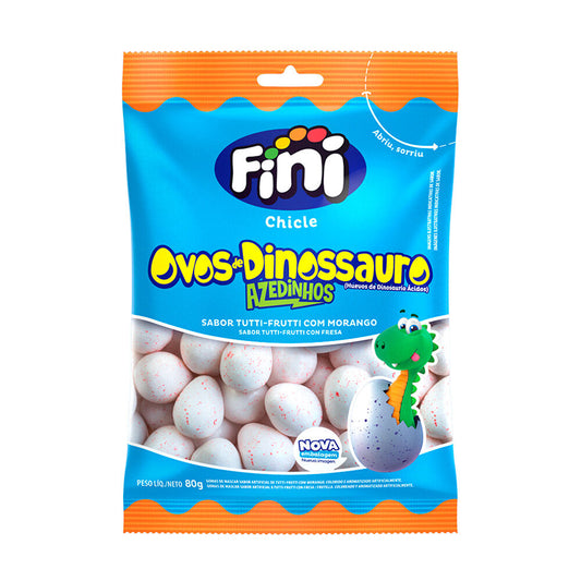 Fini Ovos de Dinossauro Tutti-Frutti-Strawberry Gum/ Chicle Tutti-Frutti com Morano 80 Gr