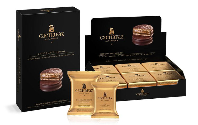 Cachafaz Chocolate Covered Cookies Filled w/Milk Caramel/ Alfajor Chocolate 60 Gr