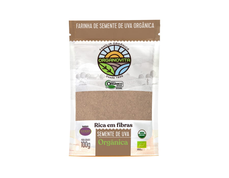 Organovita Organic Grape Seed Flour/Farinha de Semente de Uva Organica em Polvo 100 Gr