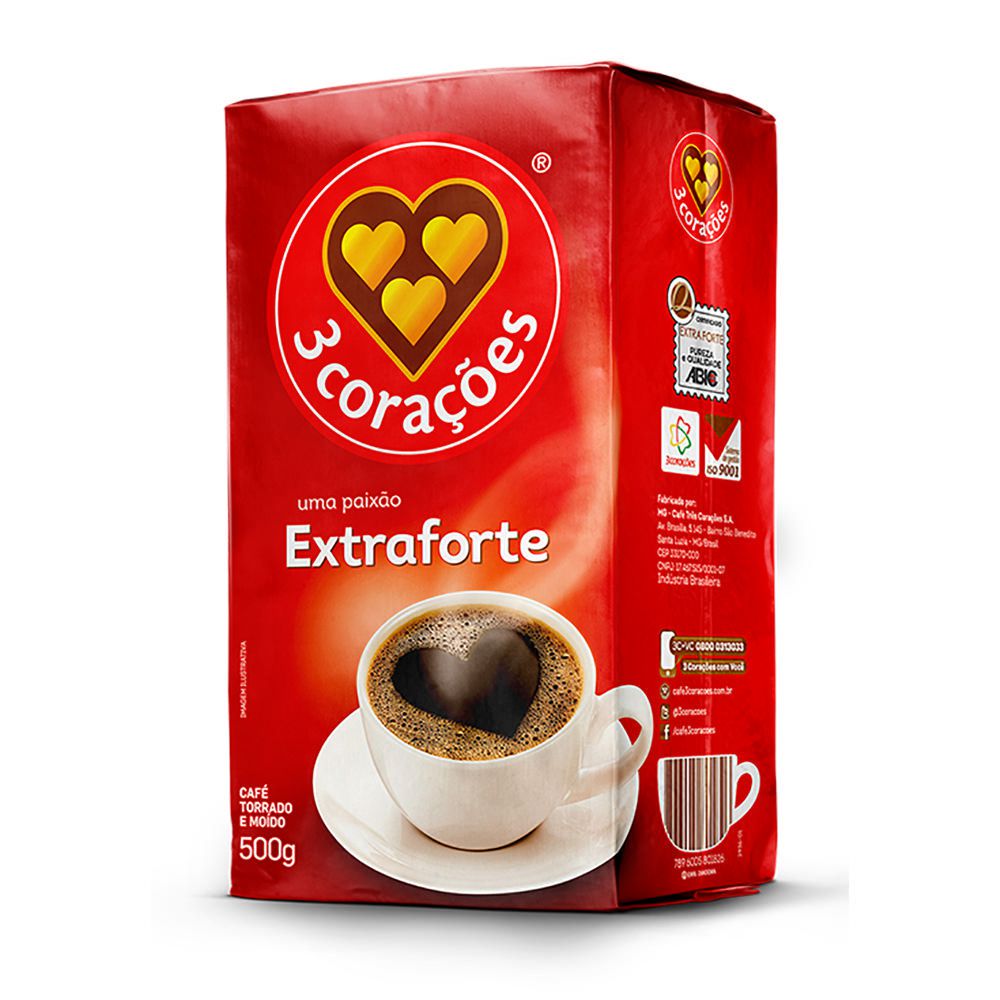 3 Coracoes Dark Roast Coffee/Cafe Extra Forte 500 Gr