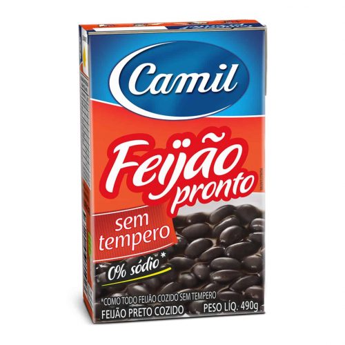 Camil Ready to Eat Black Beans/Feijao Preto Pronto Sem Tempero 490 Gr
